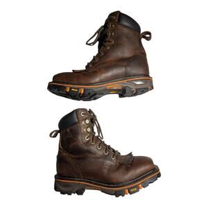 Cody James Decimator Square Comp Toe Kiltie Lace-Up 8" Leather Work Boots Sz 9